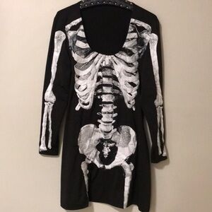 Black Skeleton Print Long Sleeve Tunic